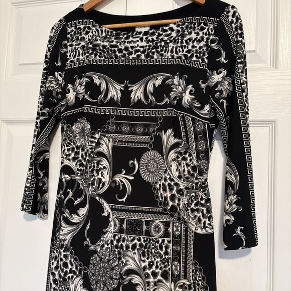 Women’s Cache Black White Stretch Dress Size 6 - Picture 2 of 6